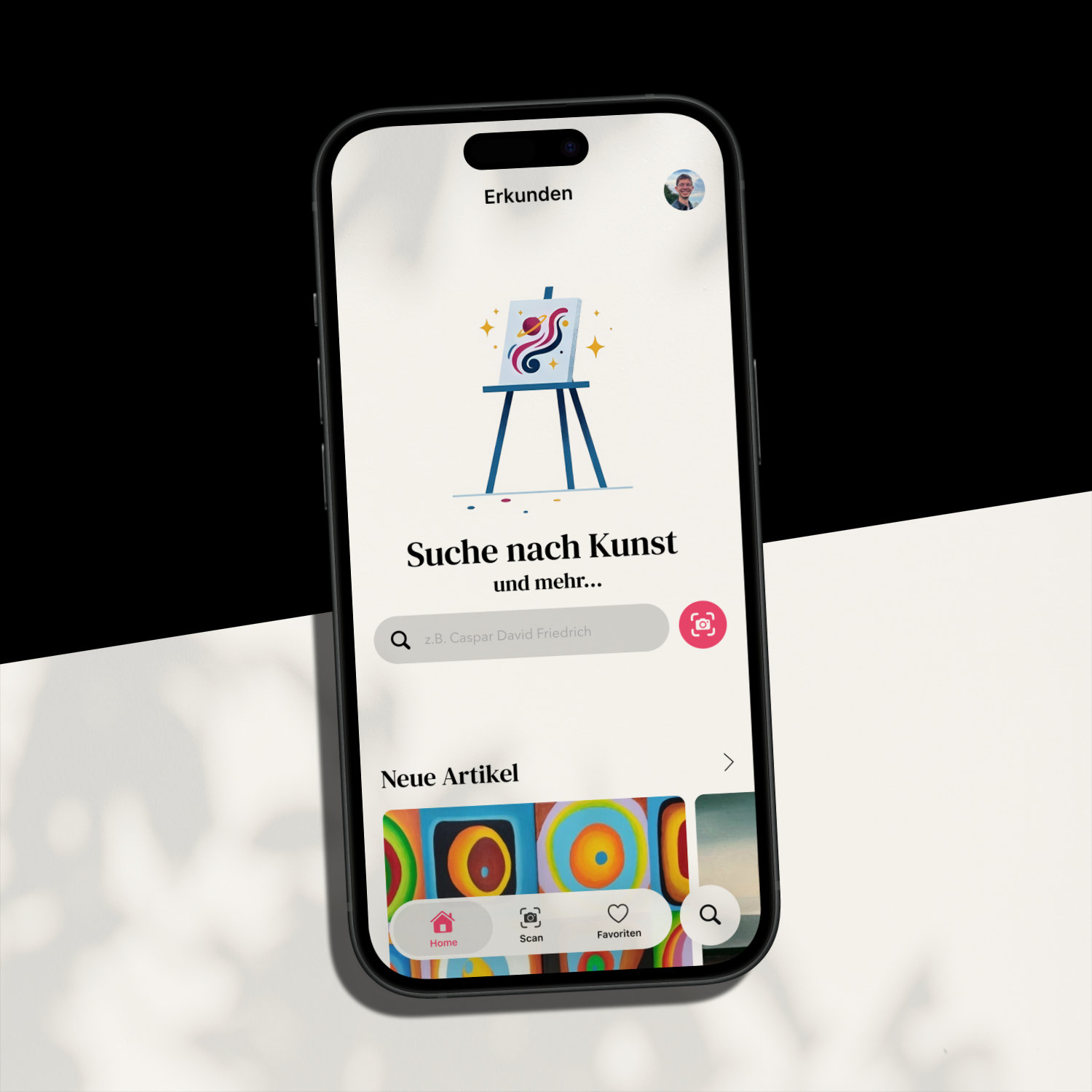 Homescreen der Kunst App